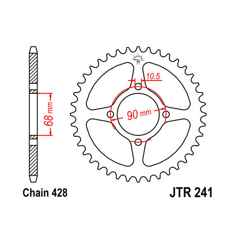 Couronne JT SPROCKETS 53 dents acier pas 428 type 241