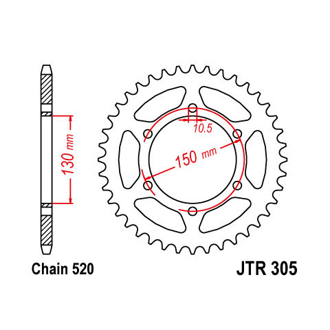 Couronne JT SPROCKETS 46 dents acier ultra-light anodisé dur pas 520 type 305