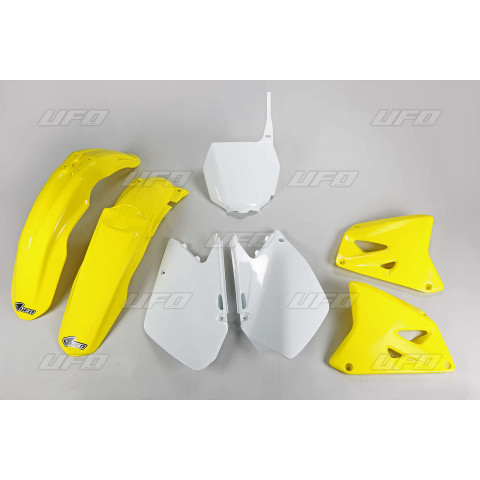 Kit plastique UFO couleur origine jaune/blanc Suzuki RM125/250